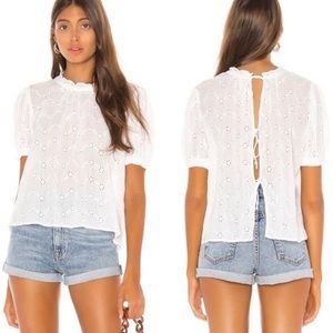 Free People Letters to Juliet Ivory Eyelet Tie Top